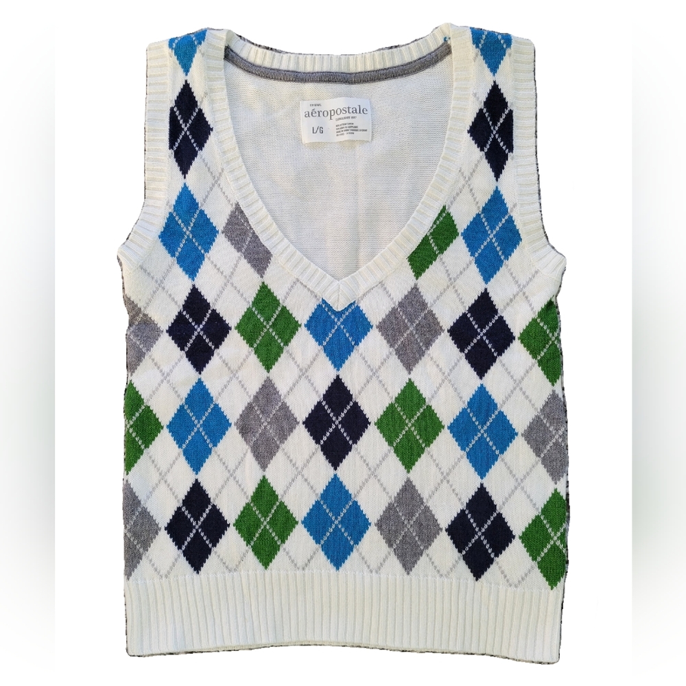 Aeropostale Argyle Sweater Vest L